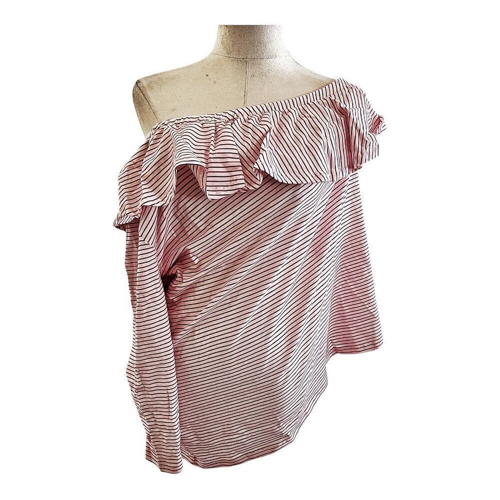 Wendy Williams Plus Size Red White One Sleeve Top Size 1X NWT